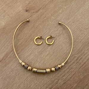 Madewell brass necklace and earrings set